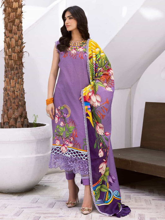 ROOHINAAZ BY MUSHQ UN-STICHED 3PC|Flamingo Fancy 08A