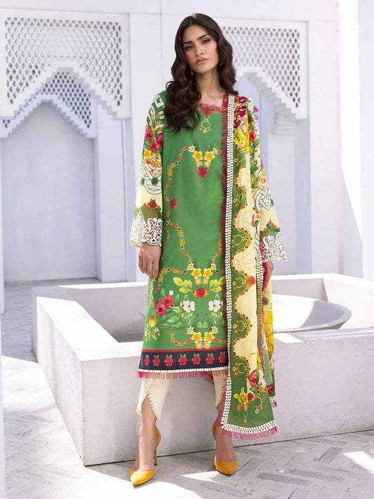 ROOHINAAZ BY MUSHQ UN-STICHED 3PC|Starfish Stroll 09B