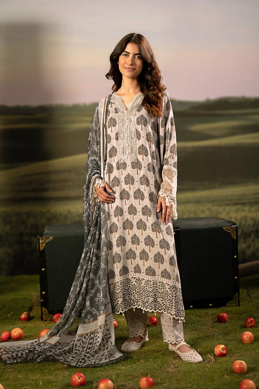 M/BASICS [3 Pc Unstitched Embroidered Arabic Lawn Suit | MB-PFUS25-03A