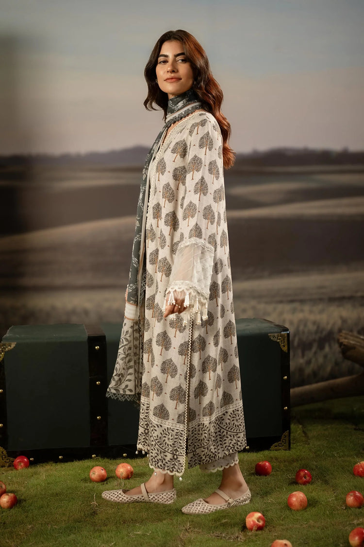 M/BASICS [3 Pc Unstitched Embroidered Arabic Lawn Suit | MB-PFUS25-03A