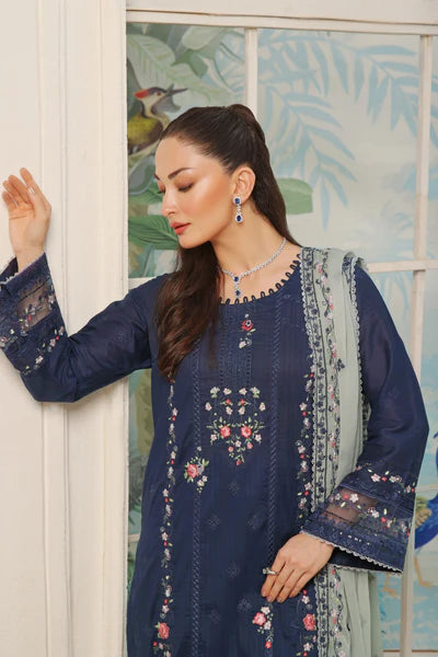 3 PIECE - LUXURY EMBROIDERED PURE SELF COTTON SUIT