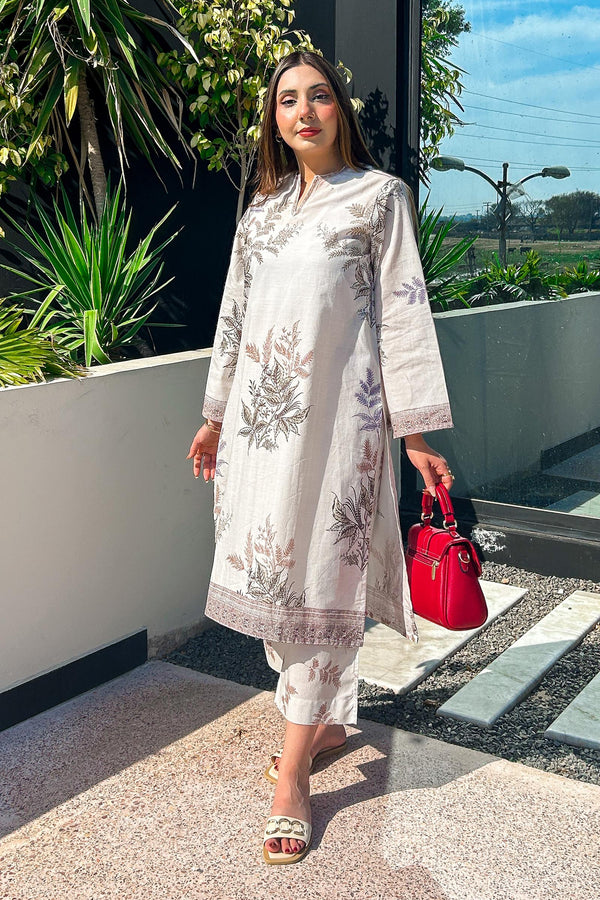 SANA SAFINAZ FESTIVE SS26BSP022P2TStitched Printed Slub Shirt + Culotte