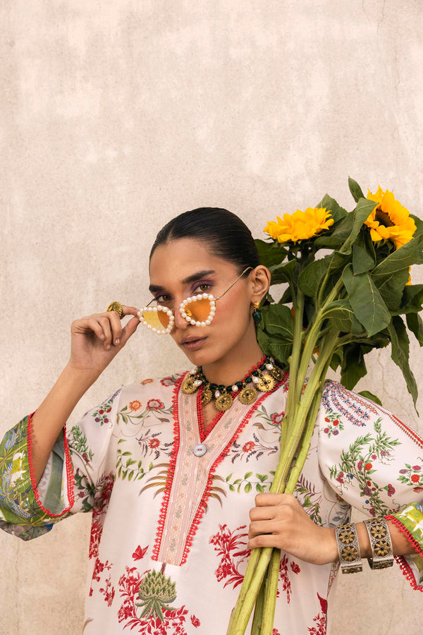SANA SAFINAZ FESTIVE SS26BSP119P2TStitched Printed Viscose Shirt + Culotte