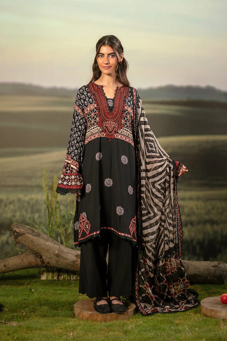M/BASICS [3 Pc Unstitched Embroidered Arabic Lawn Suit | MB-PFUS25-09A