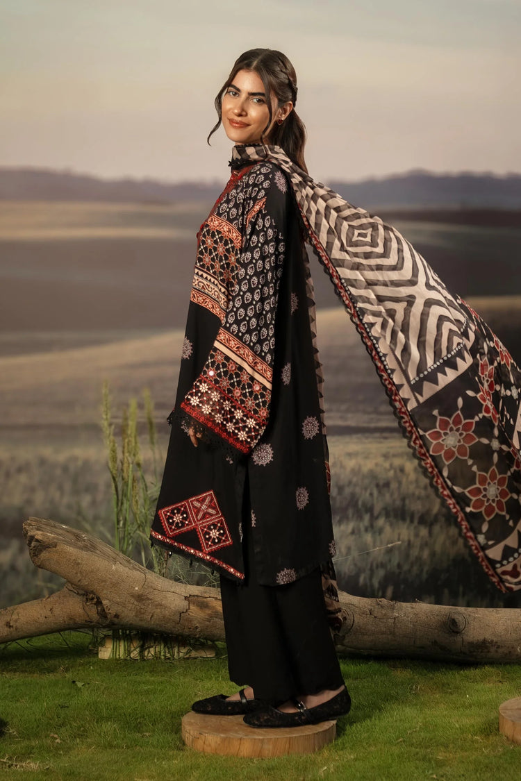 M/BASICS [3 Pc Unstitched Embroidered Arabic Lawn Suit | MB-PFUS25-09A