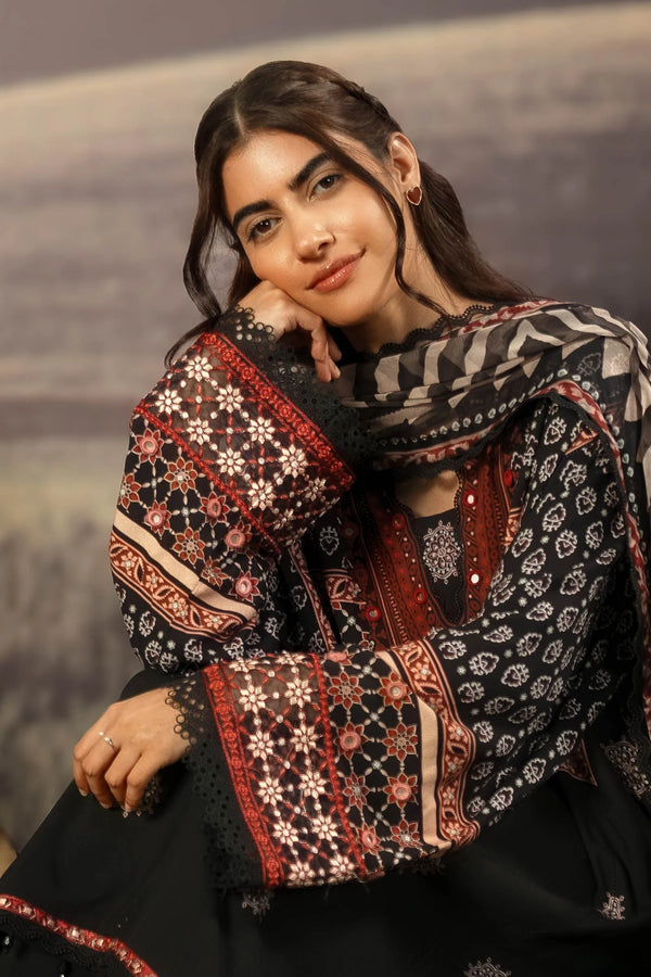 M/BASICS [3 Pc Unstitched Embroidered Arabic Lawn Suit | MB-PFUS25-09A