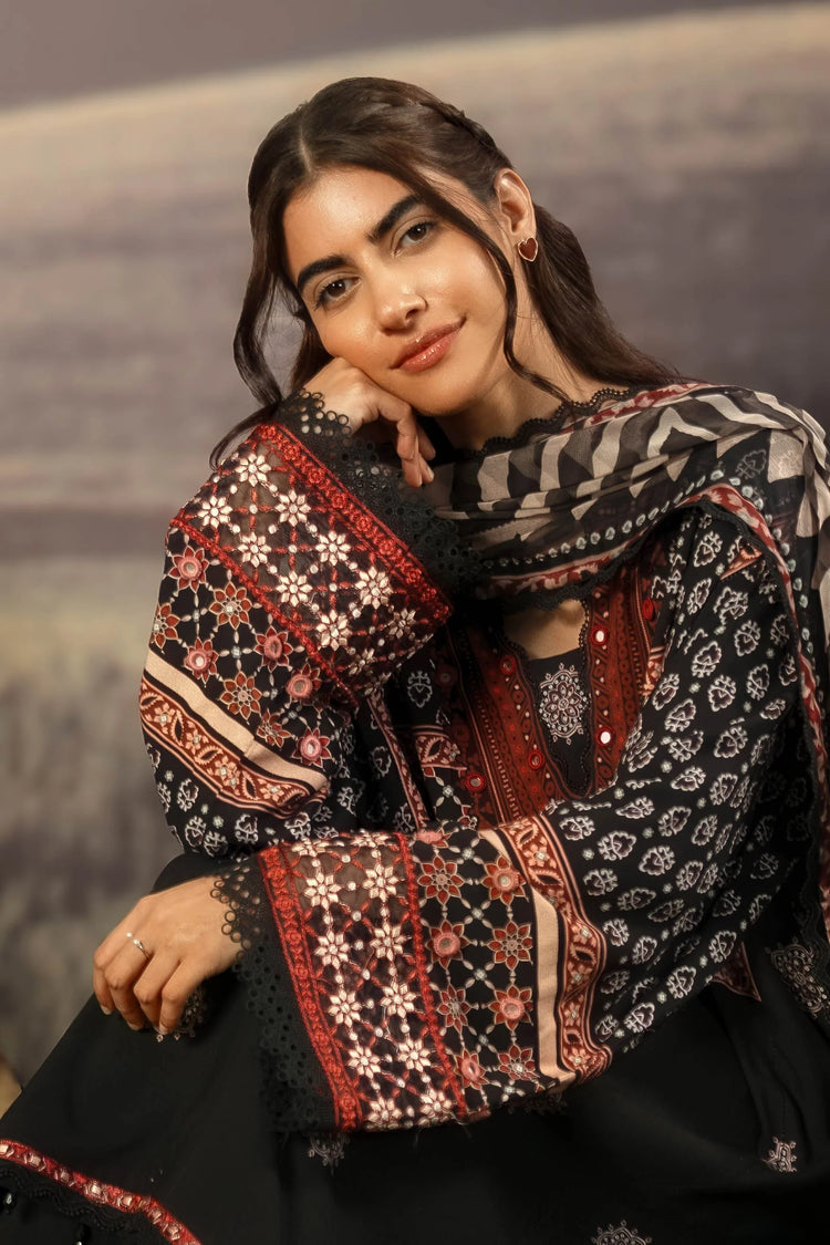 M/BASICS [3 Pc Unstitched Embroidered Arabic Lawn Suit | MB-PFUS25-09A