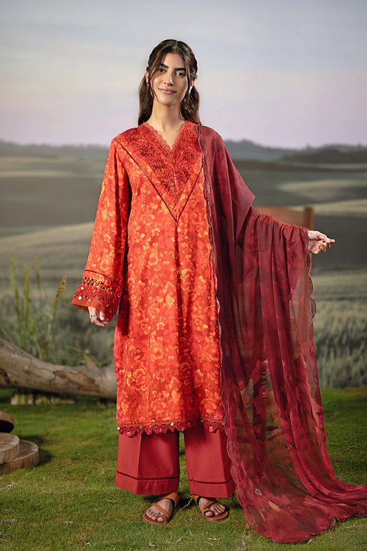 M/BASICS [3 Pc Unstitched Embroidered Arabic Lawn Suit | MB-PFUS25-10B