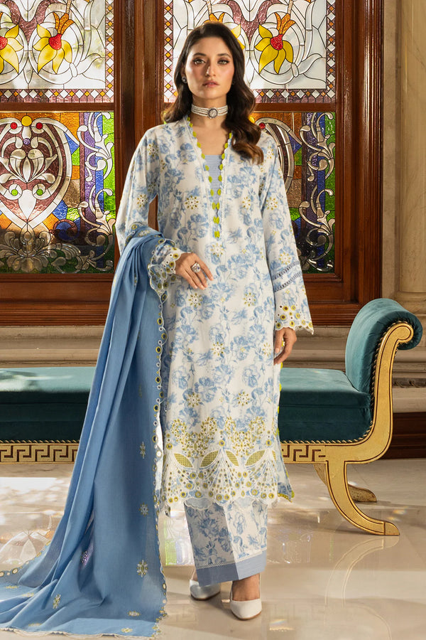 ZELLBURY CHIKANKARI UN-STITCHED 3PC | 4001