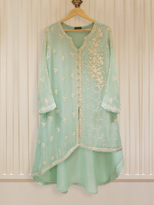 AGHA NOOR 100% PURE CHIFFON HEAVILY EMBROIDERED SHIRT AND PANTS S105712