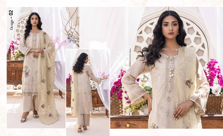 BALEEQ BY NOOR'S SWISS SEMI STICHED 3 PC|24- D 02