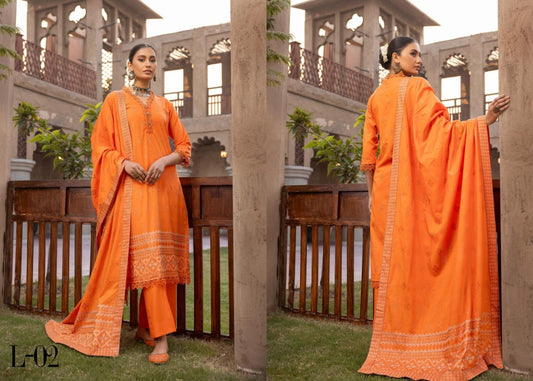 NOOR E CHASHAM BY KHOOBSURAT UN-STICHED 3-PC|L-02