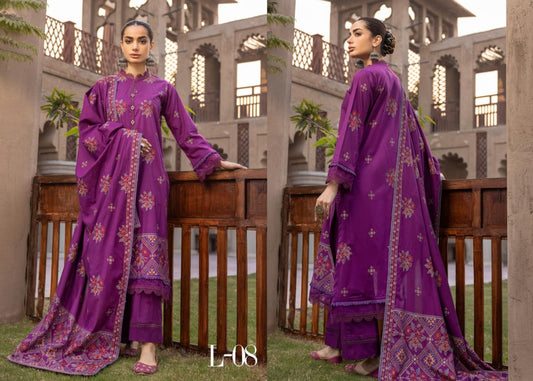 NOOR E CHASHAM BY KHOOBSURAT UN-STICHED 3-PC|L-08