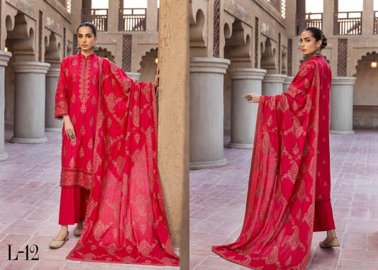 NOOR E CHASHAM BY KHOOBSURAT UN-STICHED 3-PC|L-12