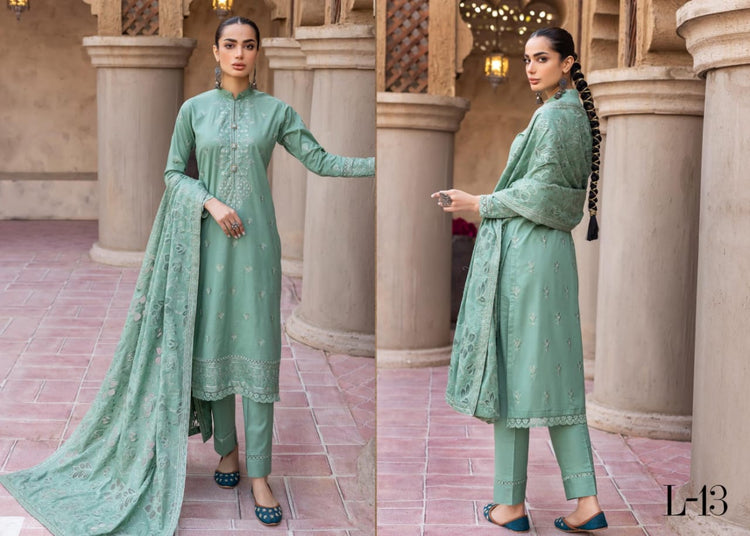 NOOR E CHASHAM BY KHOOBSURAT UN-STICHED 3-PC|L-13