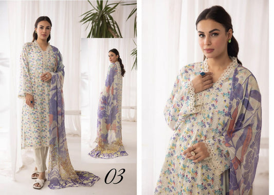 AMELLE BY AALAYA UN-STICHED LAWN|D-03