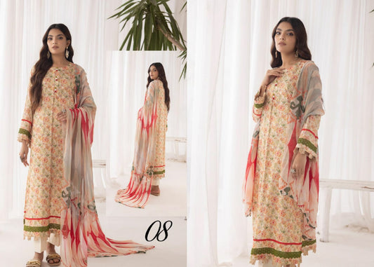 AMELLE BY AALAYA UN-STICHED LAWN|D-08