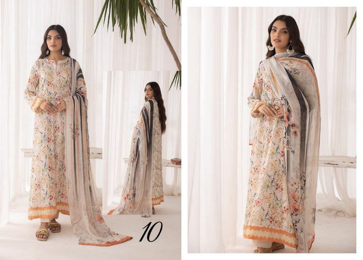 AMELLE BY AALAYA UN-STICHED LAWN|D-10