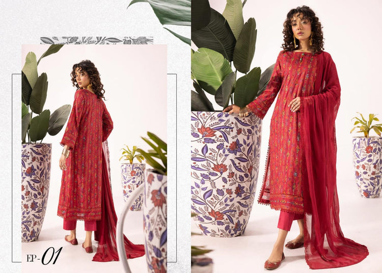 PRINTKARI BY KHOOBSURAT CHIKANKARI UN-STICHED 3 PC|D-01