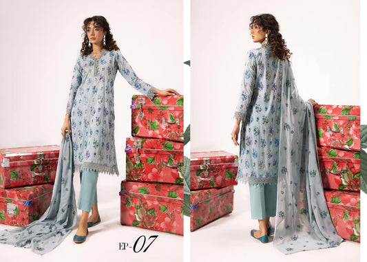 PRINTKARI BY KHOOBSURAT CHIKANKARI UN-STICHED 3 PC|D-07