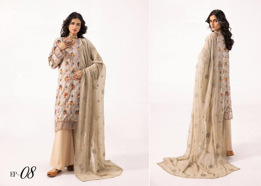 PRINTKARI BY KHOOBSURAT CHIKANKARI UN-STICHED 3 PC|D-08