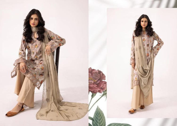 PRINTKARI BY KHOOBSURAT CHIKANKARI UN-STICHED 3 PC|D-08