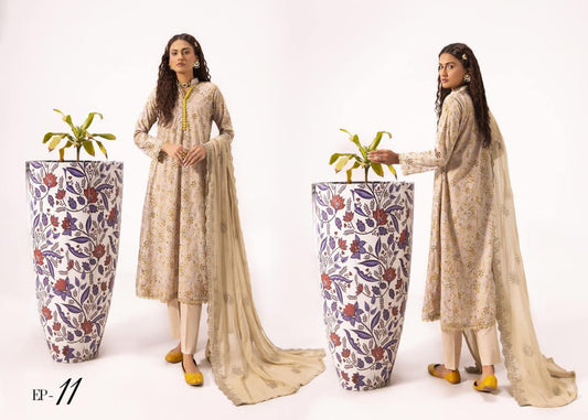 PRINTKARI BY KHOOBSURAT CHIKANKARI UN-STICHED 3 PC|D-11