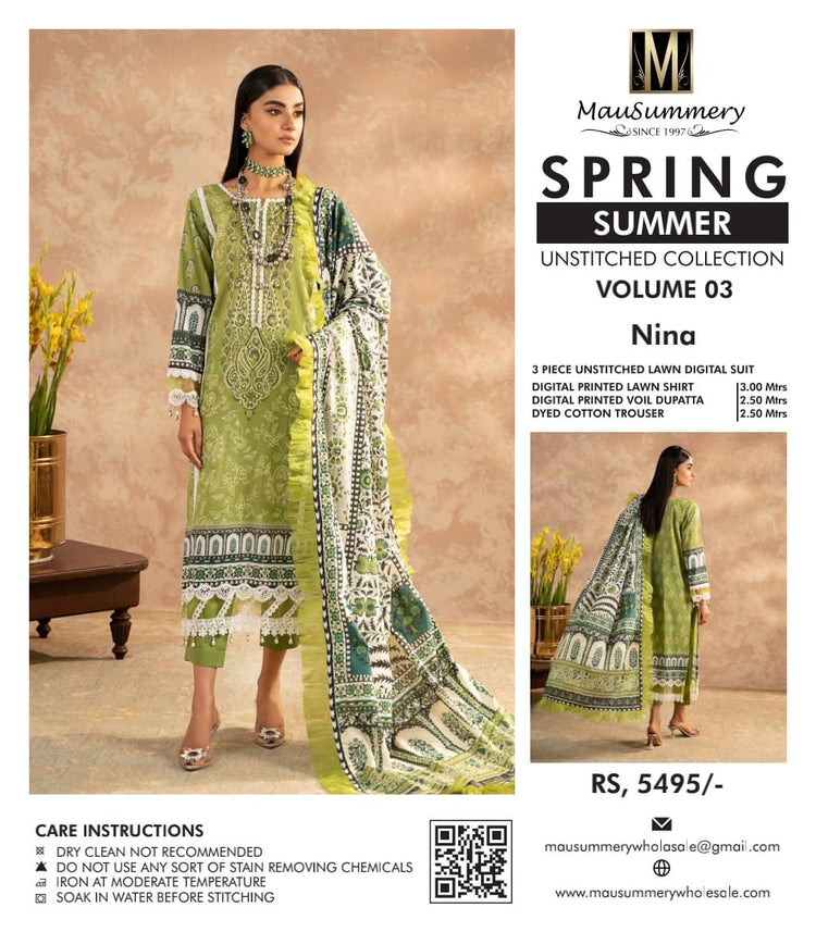 MAUSUMMERY SPRING SUMMER UN-STICHED 3 PC|D-03