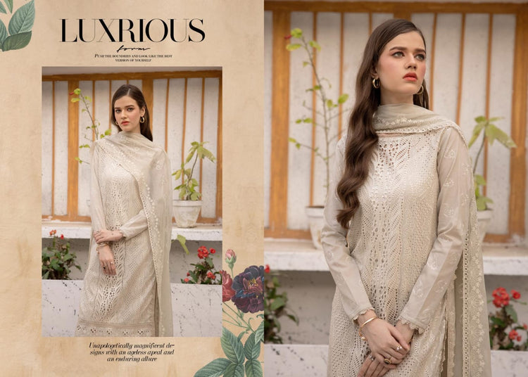 MAHEE'S BY RIAZ ARTS CHIKANKARI UN-STICHED 3PC|D-02