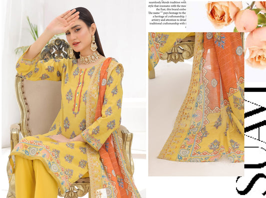 ZAISHA BY BIN HAMEED PRINTED UN-STITCHED 3PC | D-03