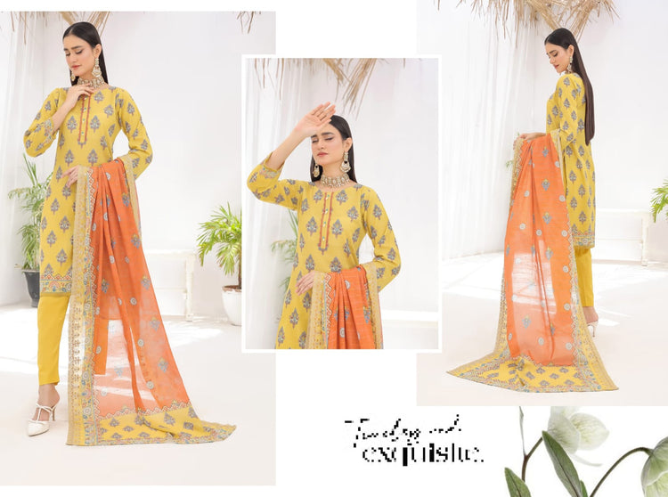 ZAISHA BY BIN HAMEED PRINTED UN-STITCHED 3PC | D-03