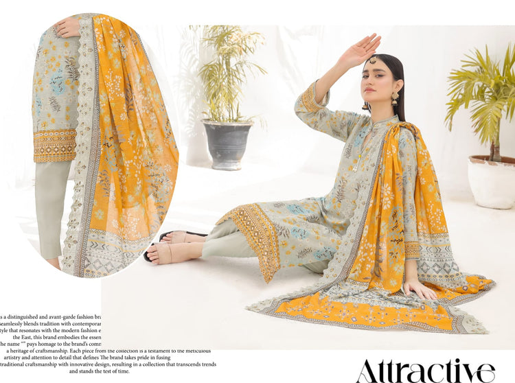 ZAISHA BY BIN HAMEED PRINTED UN-STITCHED 3PC | D-05