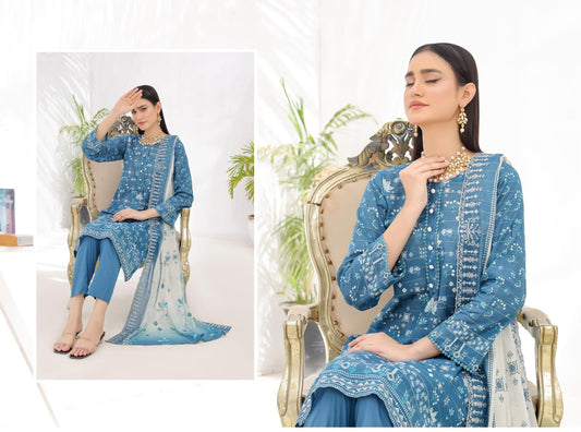 ZAISHA BY BIN HAMEED PRINTED UN-STITCHED 3PC | D-04