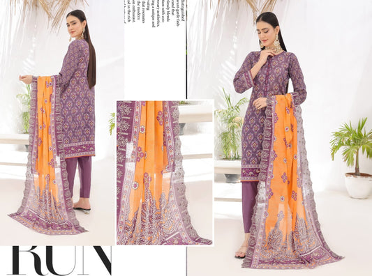 ZAISHA BY BIN HAMEED PRINTED UN-STITCHED 3PC | D-01