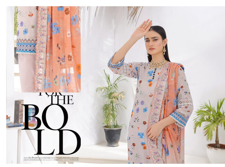 ZAISHA BY BIN HAMEED PRINTED UN-STITCHED 3PC | D-10