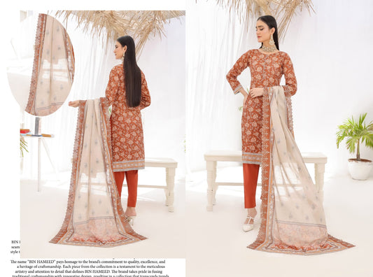 ZAISHA BY BIN HAMEED PRINTED UN-STITCHED 3PC | D-09