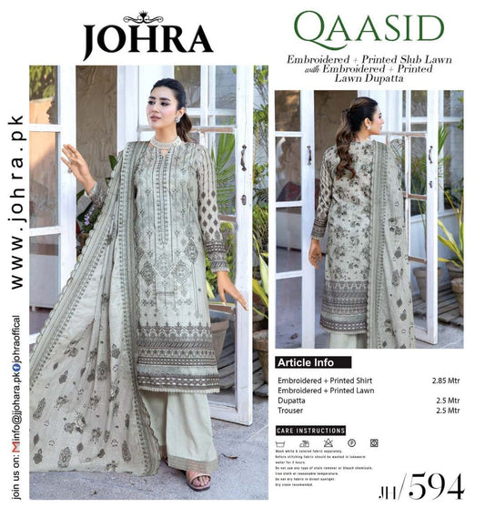 QAASID BY JOHRA UN-STITCED 3PC | D-JH-594