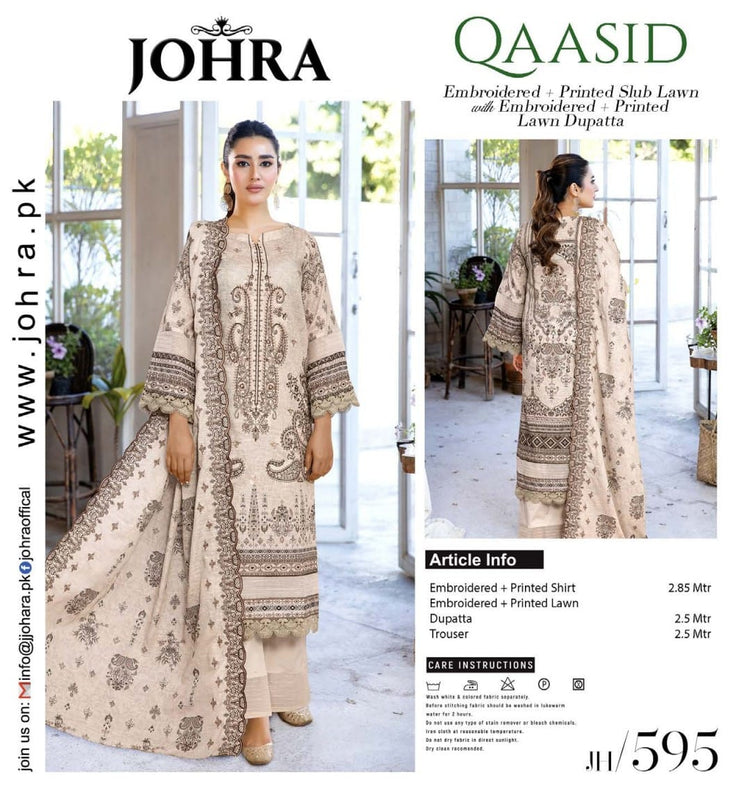 QAASID BY JOHRA UN-STITCED 3PC | D-JH-595