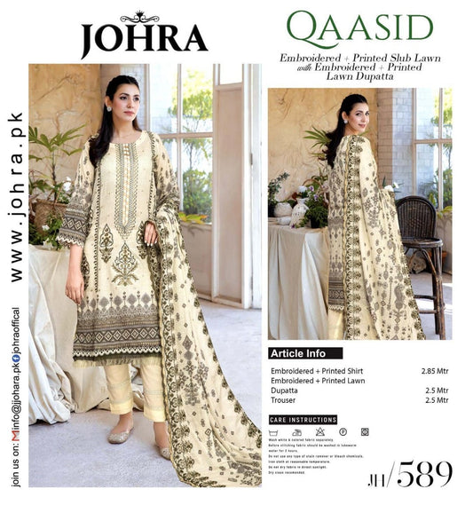 QAASID BY JOHRA UN-STITCED 3PC | D-JH-589