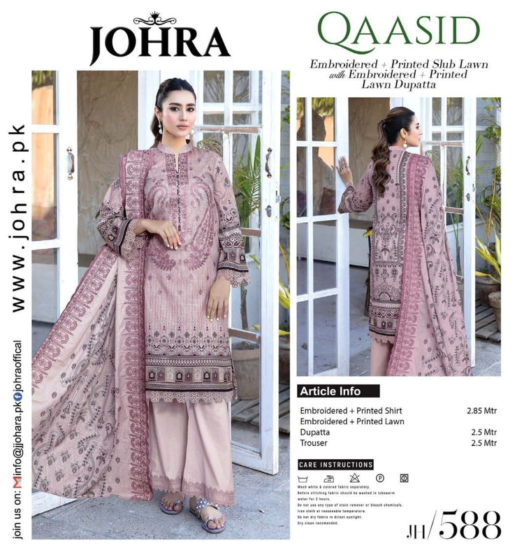 QAASID BY JOHRA UN-STITCED 3PC | D-JH-588