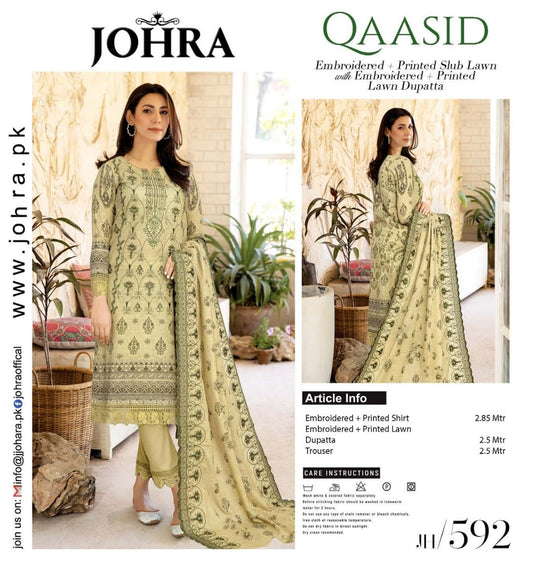 QAASID BY JOHRA UN-STITCED 3PC | D-JH-592