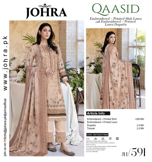 QAASID BY JOHRA UN-STITCED 3PC | D-JH-591