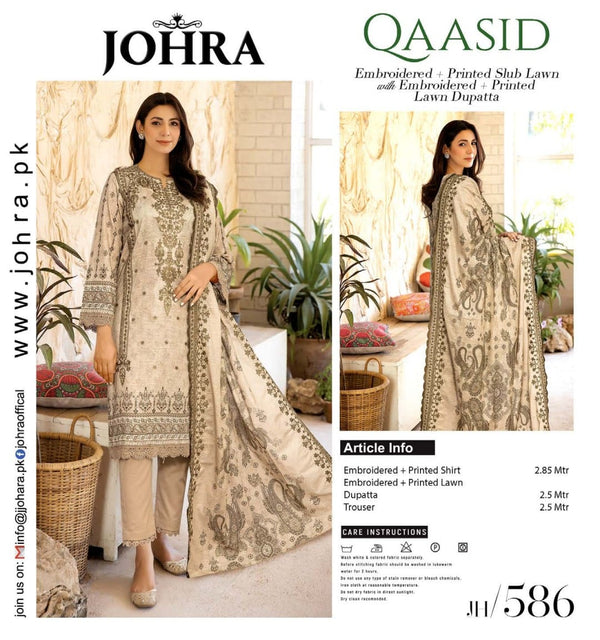 QAASID BY JOHRA UN-STITCED 3PC | D-JH-586