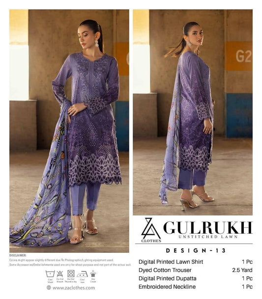 GULRUKH LAWN UN-STITCHED 3PC | D-13