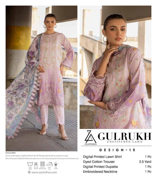 GULRUKH LAWN UN-STITCHED 3PC | D-15