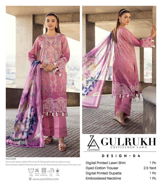 GULRUKH LAWN UN-STITCHED 3PC | D-04