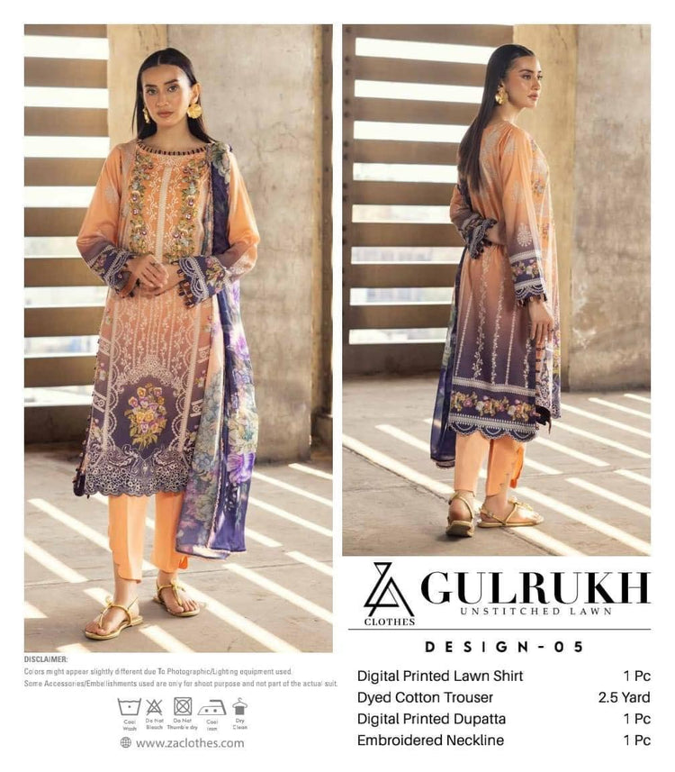 GULRUKH LAWN UN-STITCHED 3PC | D-05