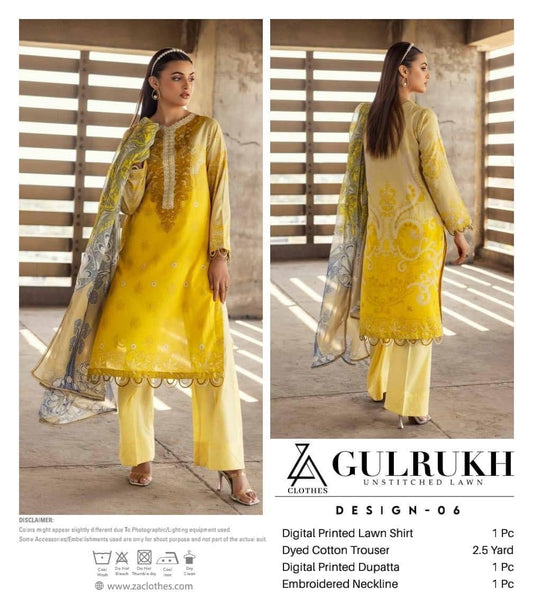 GULRUKH LAWN UN-STITCHED 3PC | D-06