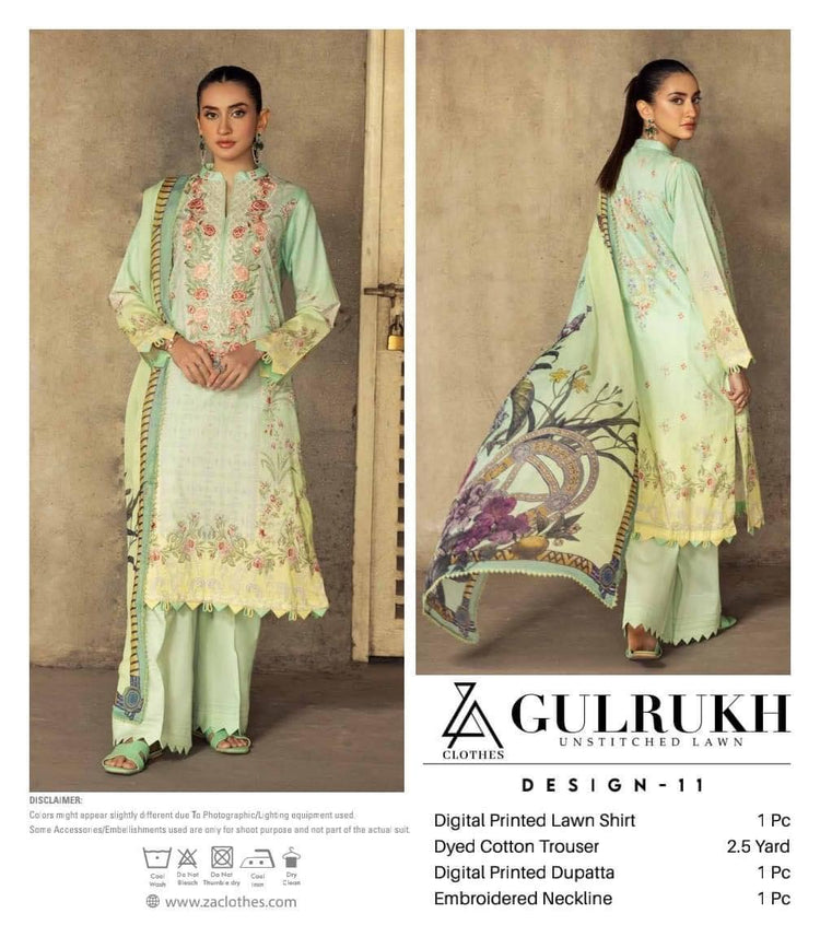 GULRUKH LAWN UN-STITCHED 3PC | D-11