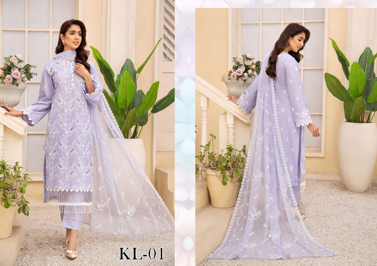 LAWNKARI BY KHOOBSURAT UN-STITCHED 3PC | D-KL-01